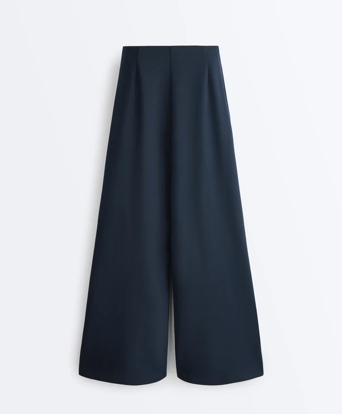 Wide-Leg Pique Trousers with Cotton Wide-Leg Pique Trousers with Cotton