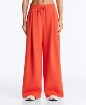 Wide-Leg Pleated Piqué Cotton Trousers