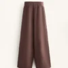 Wide-Leg Rib Straight Trousers with Brushed Modal Wide-Leg Rib Straight Trousers with Brushed Modal