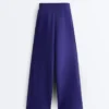 Wide-Leg Rib Straight Trousers with Brushed Modal Wide-Leg Rib Straight Trousers with Brushed Modal