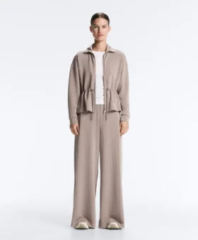 Wide-Leg Striped Trousers with Soft-Touch Modal