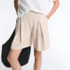 Wide Striped Pleated Bermuda Shorts Wide Striped Pleated Bermuda Shorts