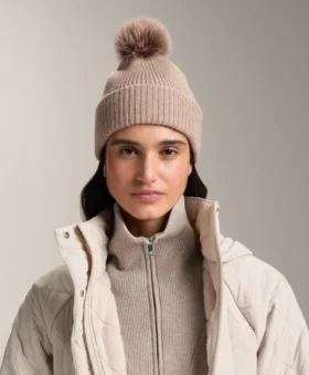Wool Blend Knit Pompom Hat