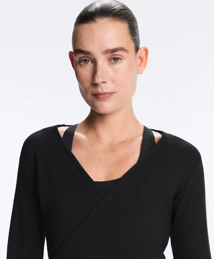 Wrap over Rib Cotton Blend T-Shirt Wrap over Rib Cotton Blend T-Shirt