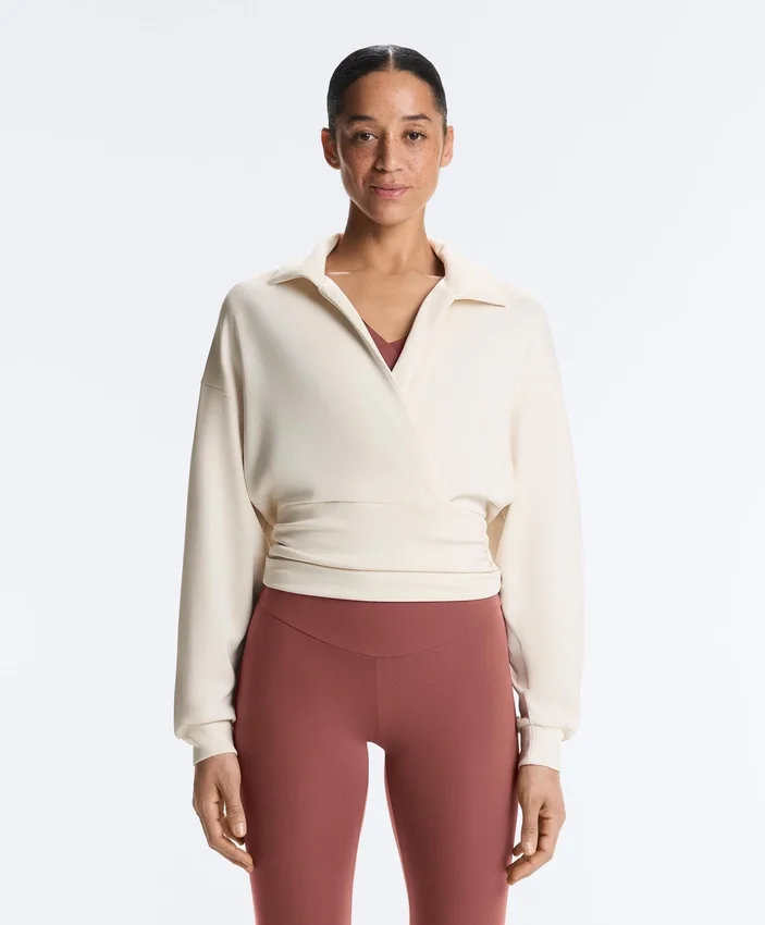 Wrap Polo Neck Sweatshirt with Soft-Touch Modal Wrap Polo Neck Sweatshirt with Soft-Touch Modal