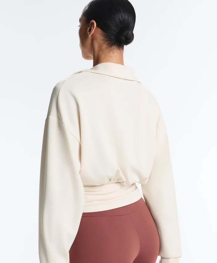 Wrap Polo Neck Sweatshirt with Soft-Touch Modal Wrap Polo Neck Sweatshirt with Soft-Touch Modal