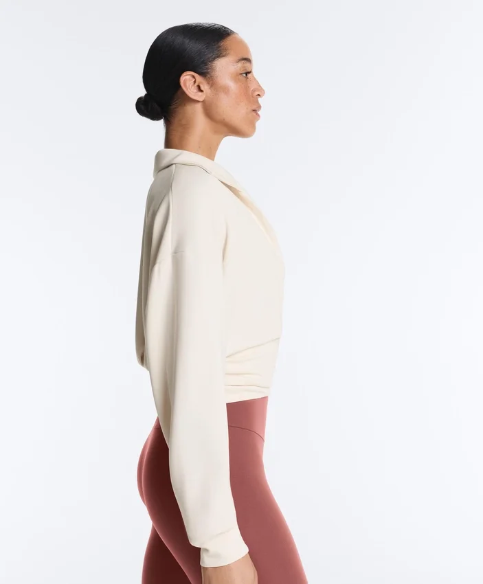 Wrap Polo Neck Sweatshirt with Soft-Touch Modal Wrap Polo Neck Sweatshirt with Soft-Touch Modal