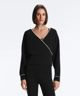 Wrap Sweatshirt with Contrast Piping and Modal Wrap Sweatshirt with Contrast Piping and Modal