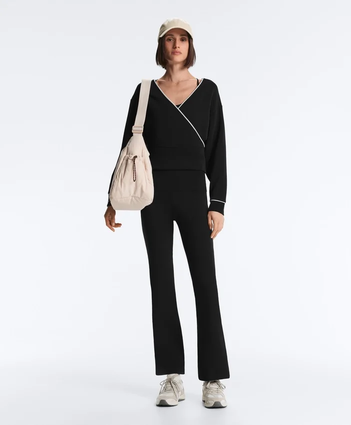 Wrap Sweatshirt with Contrast Piping and Modal Wrap Sweatshirt with Contrast Piping and Modal