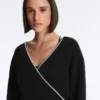 Wrap Sweatshirt with Contrast Piping and Modal Wrap Sweatshirt with Contrast Piping and Modal
