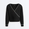 Wrap Sweatshirt with Contrast Piping and Modal Wrap Sweatshirt with Contrast Piping and Modal